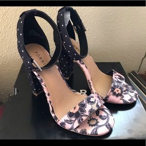 Pink & Navy high heel sandals